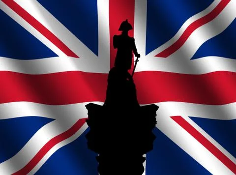 Statue of admiral nelson with flag Stock Illustration