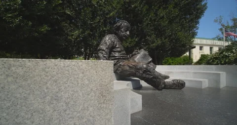 Statue of Albert Einstein at the National Academy of Sciences, Washington D.C. Stock Footage 138825678