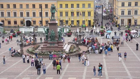 Statue of Alexander II in Senate Square in Helsinki, Finland Stock Footage 295524404