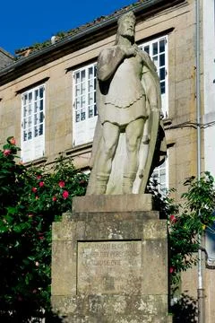 Statue of Alfonso II, the first pilgrim king Stock Photos