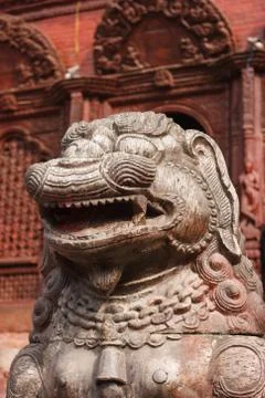 Statue and decorations of the temples in Durbar square, Kathmandu, Nepal Stock Photos