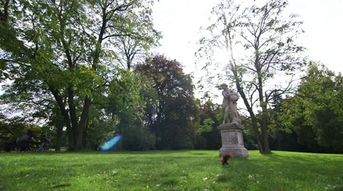 Statue and squirrel in park Video stock 32404879