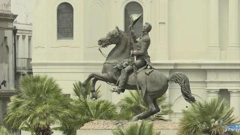 Statue of Andrew Jackson in the Jackson Square Stock Footage 84510232