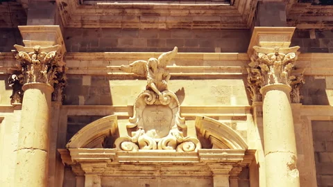 A statue of an angel located in front side of cathedral in Dubrovnik, Croatia. Video stock 140430240