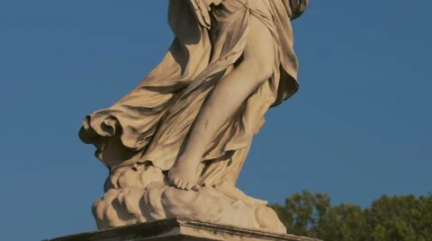 Statue of angel at Sant Angelo bridge in Rome, Italy, Stock Footage 66996652