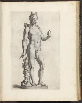 Statue of Apollo with arrow cooker on the back; Galleria Giustiniana del M... 스톡 사진