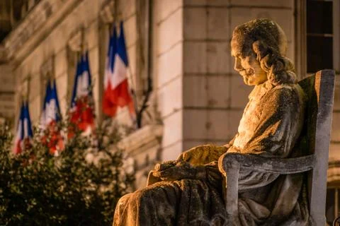 Statue in Avignon at night Foto stock