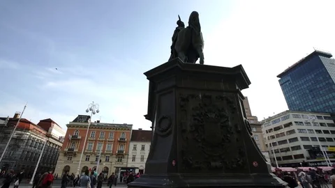 Statue of Ban Jelacic in Zagreb Stock-Footage 74372915