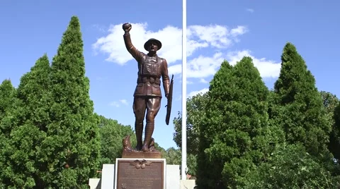 Statue Below American Flag Stock Footage 44340499