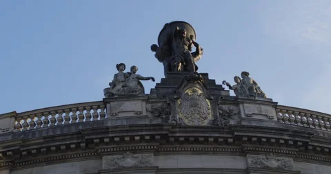Statue in Berlin on a Building Stock Footage 101431172