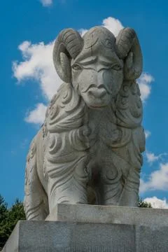 Statue of big horn sheep Stock Photos