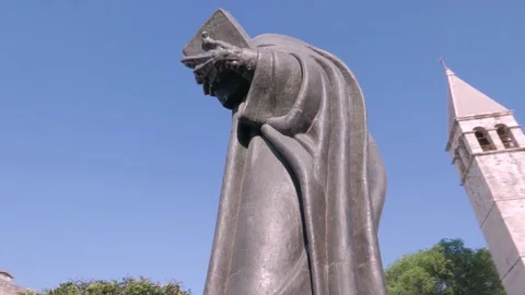 Statue of bishop Gregory of Nin, Giardin Park, Split, Croatia Stock Footage 83684969
