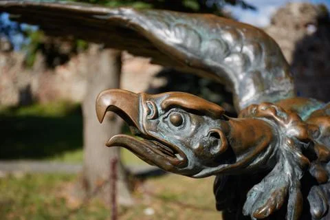 Statue of bronze eagle. Uzhorod. Stock Photos