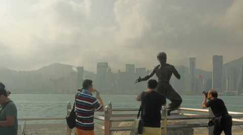 Statue of Bruce Lee Stock Footage 29676131