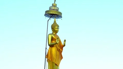 A statue of Buddha atop the mountain. Stock Footage 256064841