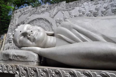 Statue of Buddha is lying to the nirvana Stock Photos