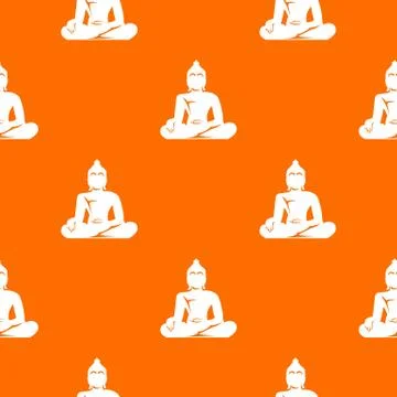 Statue of Buddha sitting in lotus pose pattern seamless Stock Illustration