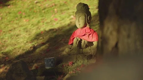 Statue of Buddha on the slope of a hill Stock Footage 79400606