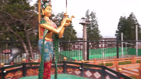 The statue of Buddhist divinity in National Memorial Chorten, Thimphu, Bhutan Stock Footage 236006821