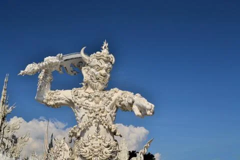 Statue from Buddhist hell, white temple, Thailand 스톡 사진