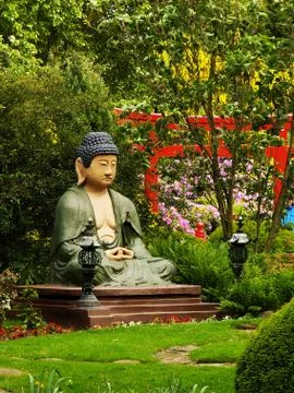 Statue of buddhist prayer Stock Photos