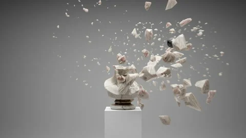 Statue Bust fracture Stock Footage 222738801