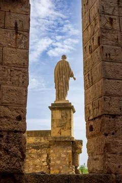 Statue of Caesar Augustus in Tarragona, Spain Stock Photos