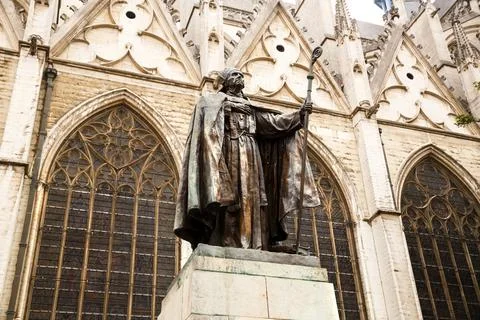 Statue of Cardinal Mercier Stock Photos