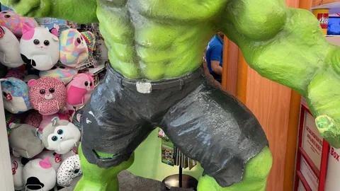 Statue of Cartoon character hulk  Stock Footage 233855441