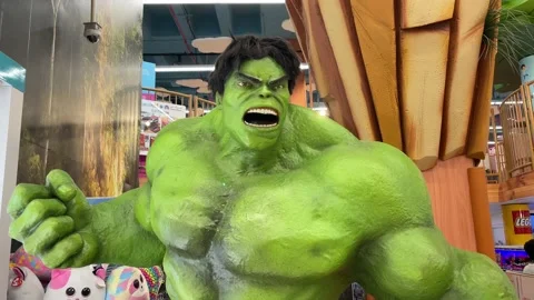 Statue of Cartoon character hulk  Stock Footage 233855489