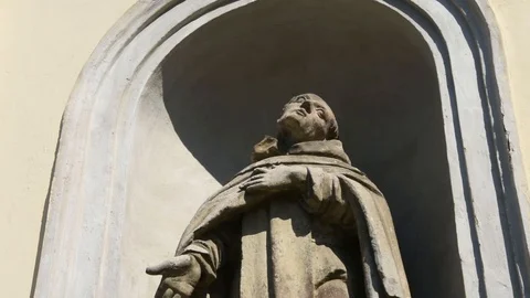 Statue carved on the wall in Lviv Stock Footage 129920845