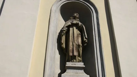 Statue carved on the wall in Lviv Stock Footage 129920847