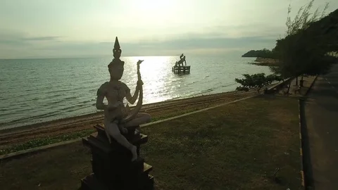 Statue of celestial dancer-apsara and the giant blue, Cambodia Stock-Footage 83535177