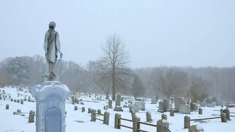 Statue in cemetery during winter Video stock 92502011