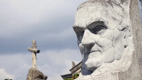 Statue in a cemetery on the sky Stock Footage