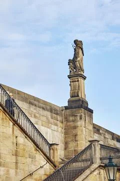 Statue on Charles Bridge in Prague Stock Photos