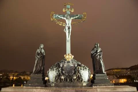 Statue on the Charles Bridge,Prague Stock Photos