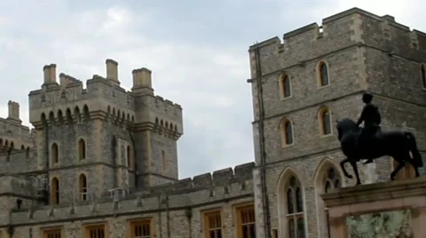 Statue of Charles II inside Medieval Windsor Castle Stock Footage 51736493