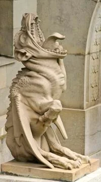 Statue of a chimera/gargoyle Stock Photos