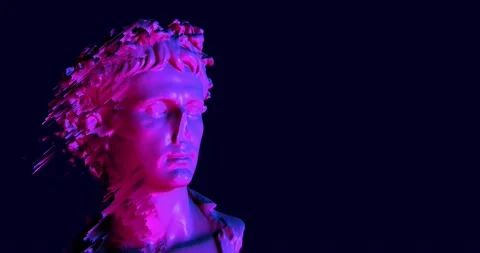 Statue classical with digital glitch. NFT technologies art concept Stock Footage 219414409