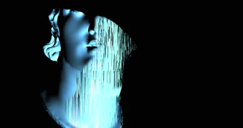 Statue classical with digital glitch. NFT technologies art concept Video stock 219414766