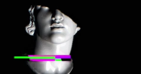 Statue classical with digital glitch. NFT technologies art concept Stock Footage 219415424