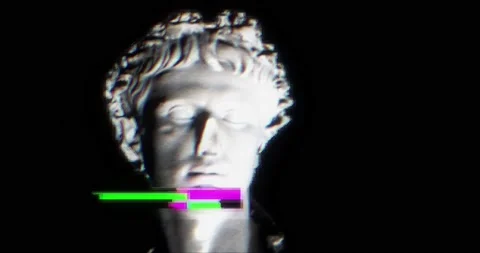 Statue classical with digital glitch. NFT technologies art concept Stock Footage 219415689