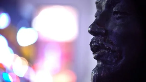 Statue close up during evening in China, Shenyang 스톡 동영상 84226898