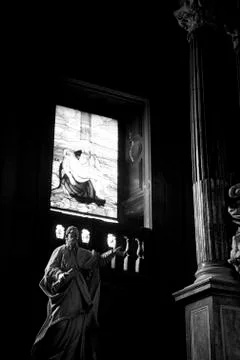 Statue in Como Cathedral, Como, Lombardy, Italy, Europe - August 2011 Stock Photos