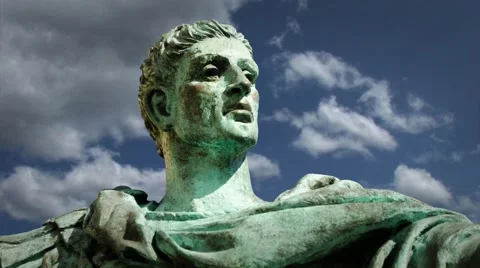 Statue of Constantine The Great with Background Clouds in Timelapse Stock Footage 58281377