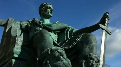 Statue of Constantine the Great who was crowned Roman Emperor in York England   Stock Footage 10830587