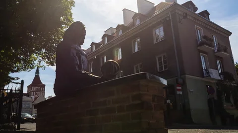 Statue of Copernicus in Olsztyn Stock Footage 58755851