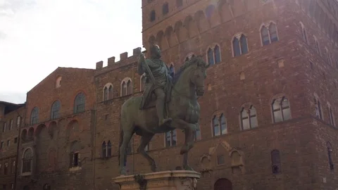The statue of Cosimo I de Medici on Piazza della Signoria in Florence, Italy Stock Footage 71546795