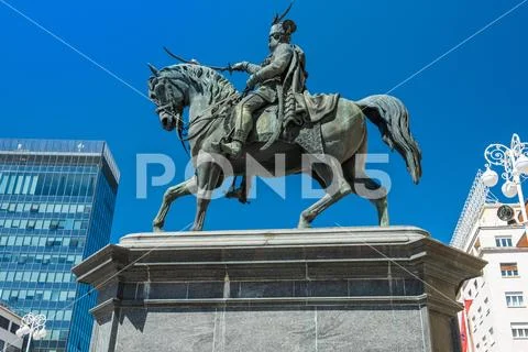 Statue of Count Ban Josip Jelacic in Zagreb, Croatia Stock Photos